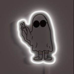 Peace Sign Sheet Ghost RGB Neon Sign
