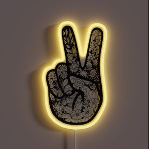 Peace Sign With Floral Filling RGB Neon Sign Peace Sign With Floral Filling RGB Neon Sign