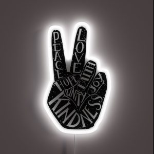 Peace Sign With Words Peace Love Faith Joy Hope Kindness Unity RGB Neon Sign Peace Sign With Words Peace Love Faith Joy Hope Kindness Unity RGB Neon Sign