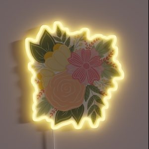 Peach Floral 2 RGB Neon Sign