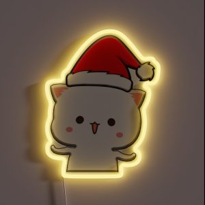 Peach Mochi Mochi Cat Santa Hat RGB Neon Sign Peach Mochi Mochi Cat Santa Hat RGB Neon Sign