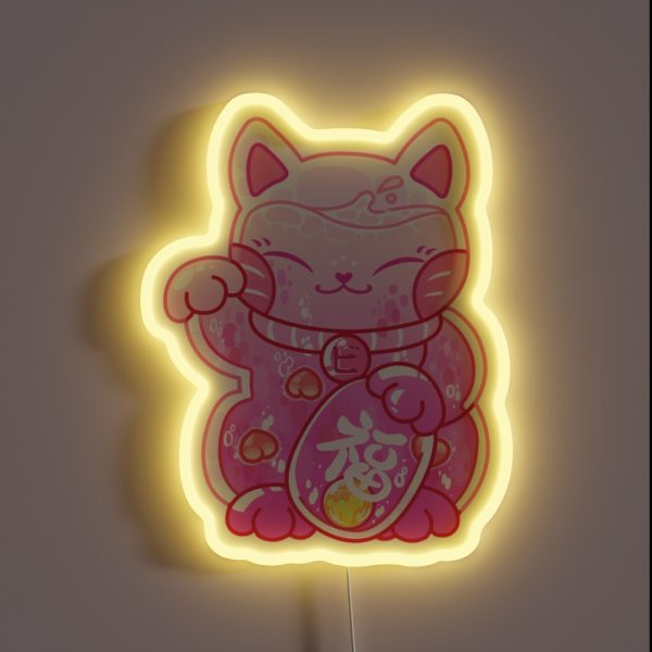 Peach Soda Manekineko RGB Neon Sign