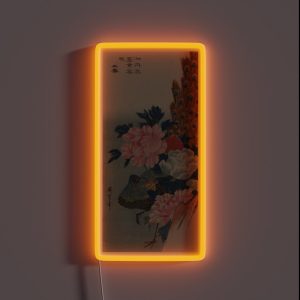 Peacock And Peonies Japanese Woodblock Print RGB Neon Sign