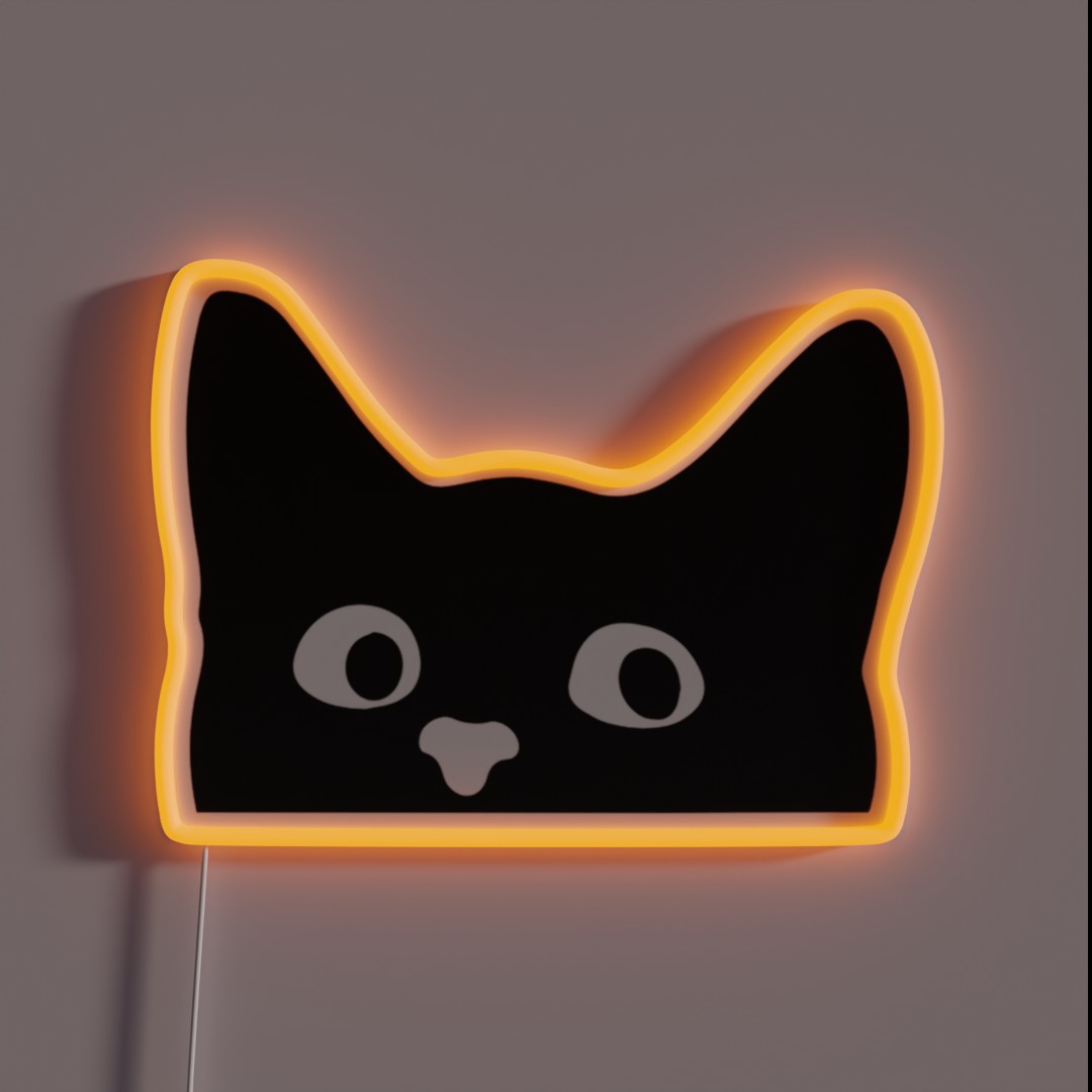 Peaking Kitty Cat Black And White RGB Neon Sign Peaking Kitty Cat Black And White RGB Neon Sign