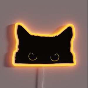 Peeking Black Kitty Cat Silhouette RGB Neon Sign Peeking Black Kitty Cat Silhouette RGB Neon Sign