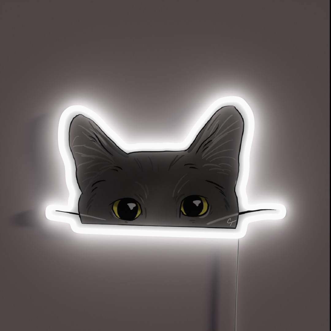 Peeking Grey Cat RGB Neon Sign Peeking Grey Cat RGB Neon Sign