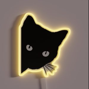 Peeping Black Cat RGB Neon Sign Peeping Black Cat RGB Neon Sign
