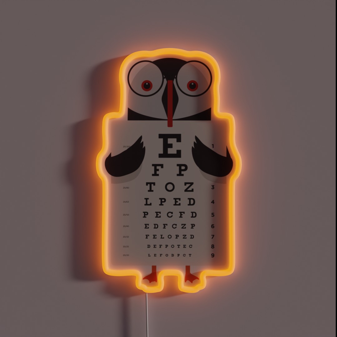 Penguin Eye Chart Eye Test RGB Neon Sign Penguin Eye Chart Eye Test RGB Neon Sign