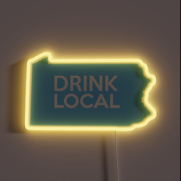 Pennsylvania Drink Local PA Blue RGB Neon Sign