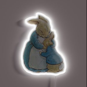 Peter Rabbit And His Mother RGB Neon Sign