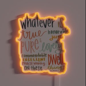 Philippians 4 8 Bible Verse Quote RGB Neon Sign