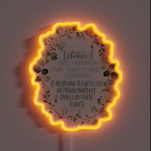 Philippians 4 8 Whatever Is True Christian Wreath Design RGB Neon Sign
