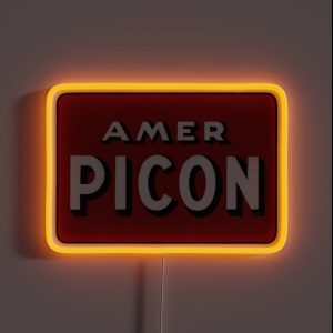 PICON Vintage Style Logo Amer Picon Red And White RGB Neon Sign