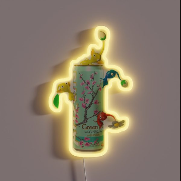 Pikmin On A Green Tea Can RGB Neon Sign