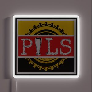 Pils Pilsner Word On Beer Bottle Cap In German Colours RGB Neon Sign Pils Pilsner Word On Beer Bottle Cap In German Colours RGB Neon Sign
