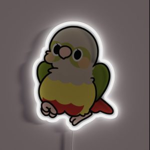 Pinapple Green Cheek Conure Kawaii Birbs RGB Neon Sign