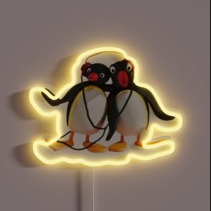 Pingu Listening To Music With Bestie RGB Neon Sign