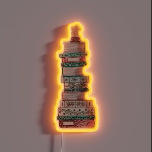 Pink And Blue Floral Bookstack RGB Neon Sign Pink And Blue Floral Bookstack RGB Neon Sign