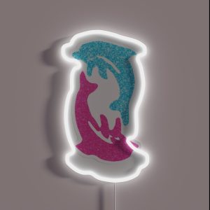 Pink And Blue Glitter Dolphins RGB Neon Sign Pink And Blue Glitter Dolphins RGB Neon Sign
