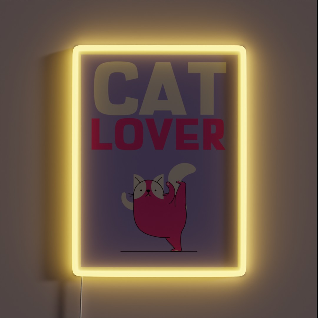 Pink And Purple Cat Lover Yoga Illustration RGB Neon Sign Pink And Purple Cat Lover Yoga Illustration RGB Neon Sign