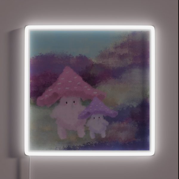 Pink And Purple Mushrooms RGB Neon Sign