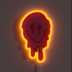 Pink And Red Drippy Smiley Face RGB Neon Sign