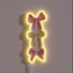 Pink And Yellow Preppy Bows RGB Neon Sign