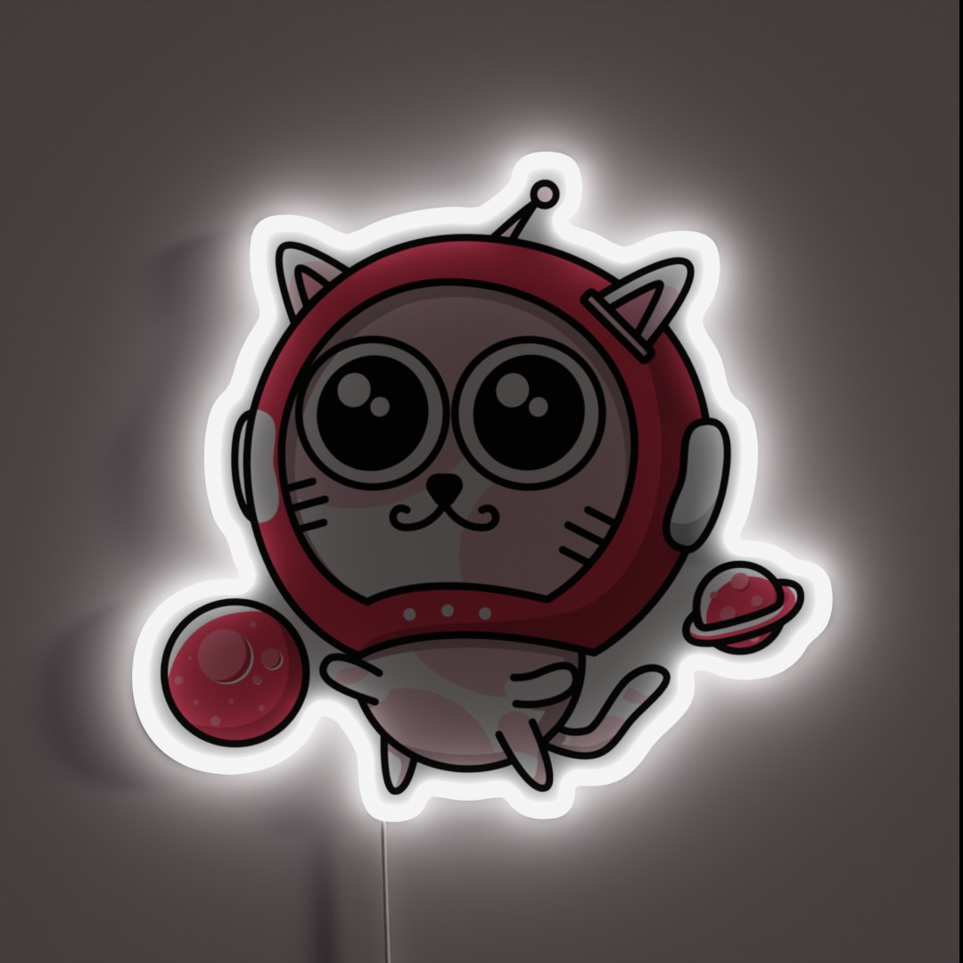 Pink Astronaut Helmet Space Cat RGB Neon Sign Pink Astronaut Helmet Space Cat RGB Neon Sign