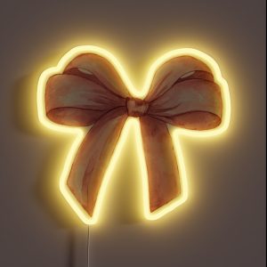Pink Bow Ribbon Knot Coquette Watercolor Painted RGB Neon Sign