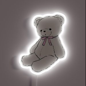Pink Bow Teddy Bear RGB Neon Sign
