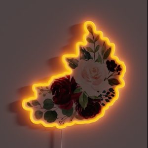 Pink Burgundy Floral Bouquet RGB Neon Sign