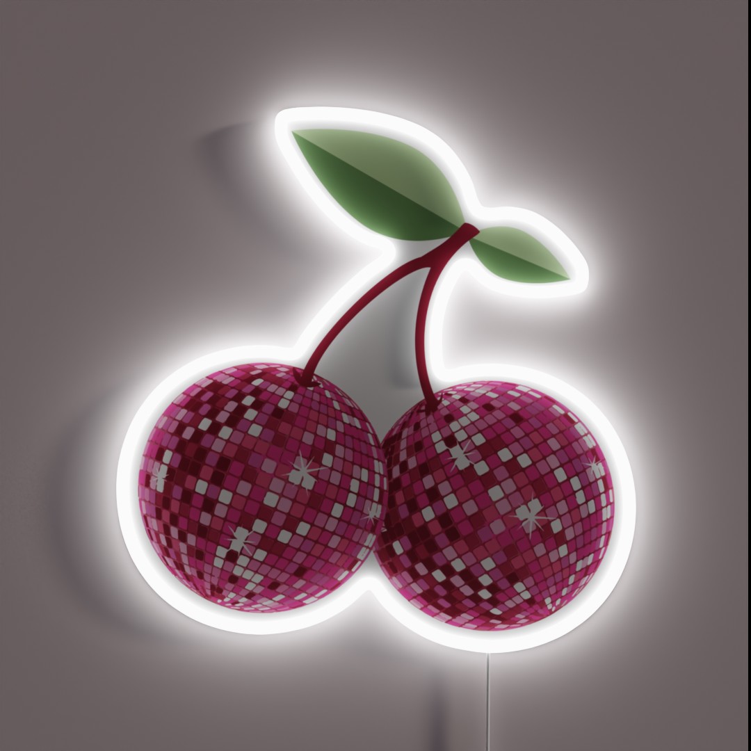 Pink Cherry Disco Ball RGB Neon Sign Pink Cherry Disco Ball RGB Neon Sign