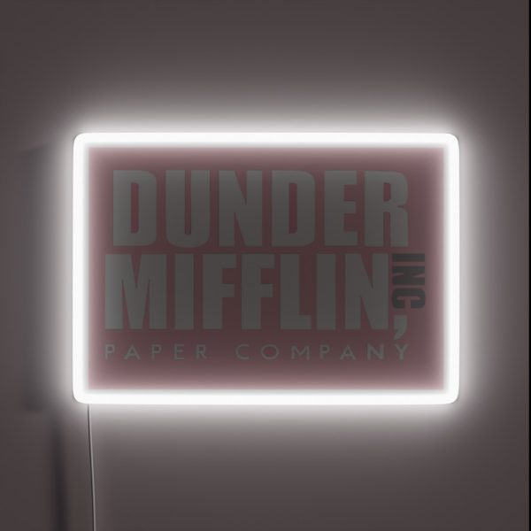 Pink Dunder Mifflin Logo RGB Neon Sign