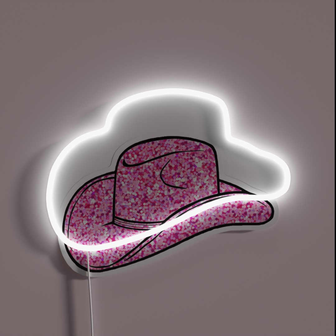 Pink Glitter Cowboy Hat RGB Neon Sign Pink Glitter Cowboy Hat RGB Neon Sign