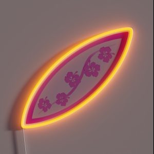 Pink Hawaiian Hibiscus Surf Board RGB Neon Sign Pink Hawaiian Hibiscus Surf Board RGB Neon Sign