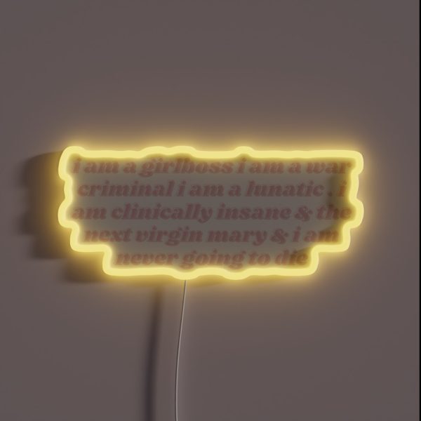 Pink I Am A Girlboss Tumblr Textpost RGB Neon Sign