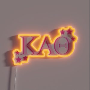 Pink Kappa Alpha Theta With Stars RGB Neon Sign