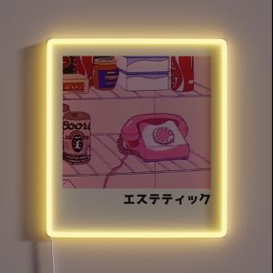 Pink Phone In Fridge Retro Anime Aesthetic RGB Neon Sign Pink Phone In Fridge Retro Anime Aesthetic RGB Neon Sign