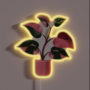 Pink Princess Philodendron Healing With Houseplants RGB Neon Sign