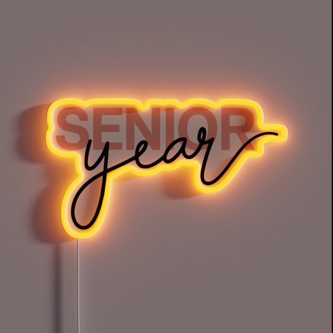 Pink Senior Year Script And Block Font Design RGB Neon Sign Pink Senior Year Script And Block Font Design RGB Neon Sign
