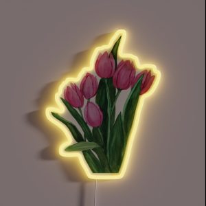 Pink Tulips Painting RGB Neon Sign