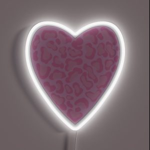 Pink Y2k Leopard Print Love Heart RGB Neon Sign
