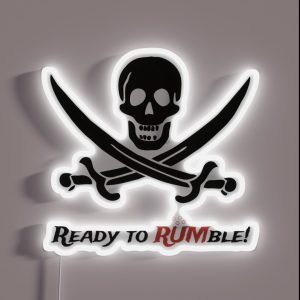 Pirate Skull And Swords Ready To Rumble RGB Neon Sign