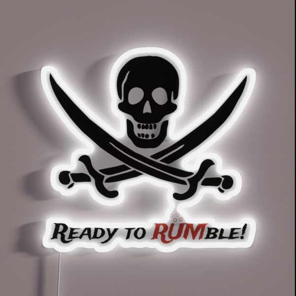 Pirate Skull And Swords Ready To Rumble RGB Neon Sign