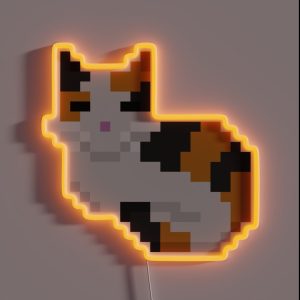 Pixel Cat Calico RGB Neon Sign
