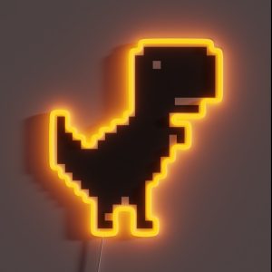 Pixel T Rex RGB Neon Sign