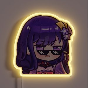 Pixels Raiden From Genshin Impact RGB Neon Sign
