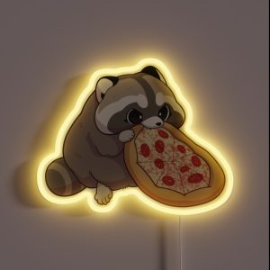 Pizza Raccoon RGB Neon Sign