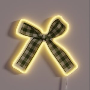 Plaid Green Bow RGB Neon Sign