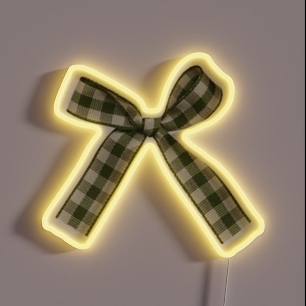 Plaid Green Bow RGB Neon Sign